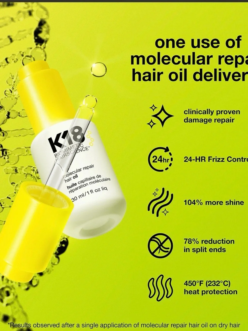 K18 Molecular Repair Hair Oil with Yellow Dropper - Kids Hair Care